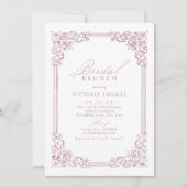 ダスティピンクヴィンテージフレームエレガントブライダルブランチ 招待状 (正面)