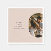 ダスティピンク私たちはミニマリストの写真結婚の スタンダードカクテルナプキン (正面)