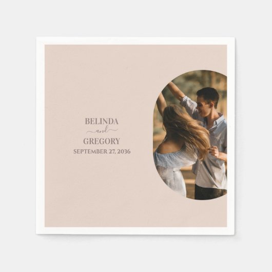 ダスティピンク私たちはミニマリストの写真結婚の スタンダードカクテルナプキン (正面)