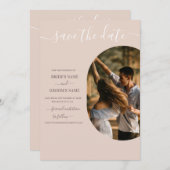 ダスティピンク私たちはミニマリストの写真結婚の セーブザデート (正面/裏面)