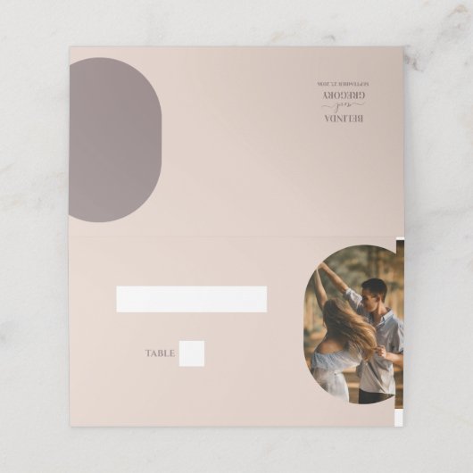 ダスティピンク私たちはミニマリストの写真結婚の プレイスカード (外部開封)