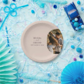 ダスティピンク私たちはミニマリストの写真結婚の ペーパープレート (パーティー)