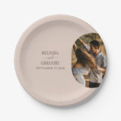 ダスティピンク私たちはミニマリストの写真結婚の ペーパープレート (正面)