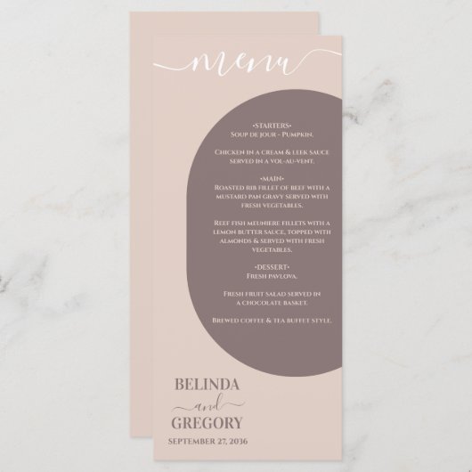 ダスティピンク私たちはミニマリストの写真結婚の メニュー (正面/裏面)