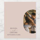 ダスティピンク私たちはミニマリストの写真結婚の ワインラベル (シングルラベル)