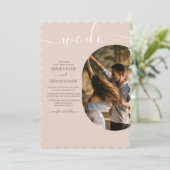 ダスティピンク私たちはミニマリストの写真結婚の 招待状 (スタンド正面)