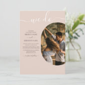 ダスティピンク私たちはミニマリストの写真結婚の 招待状 (スタンド正面)
