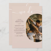 ダスティピンク私たちはミニマリストの写真結婚の 招待状 (正面/裏面)
