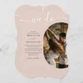 ダスティピンク私たちはミニマリストの写真結婚の 招待状 (正面/裏面)