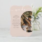 ダスティピンク私たちはミニマリストの写真結婚の 招待状 (スタンド正面)