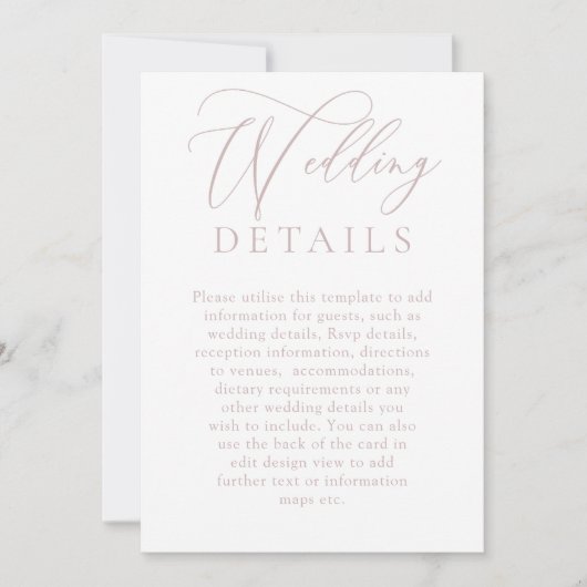 ダスティピンク結婚のデジタル詳細エンクロージャカード 招待状 (正面)