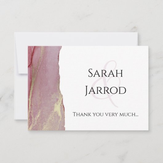 ダスティピンク結婚フォトサンキューカード サンキューカード (正面)