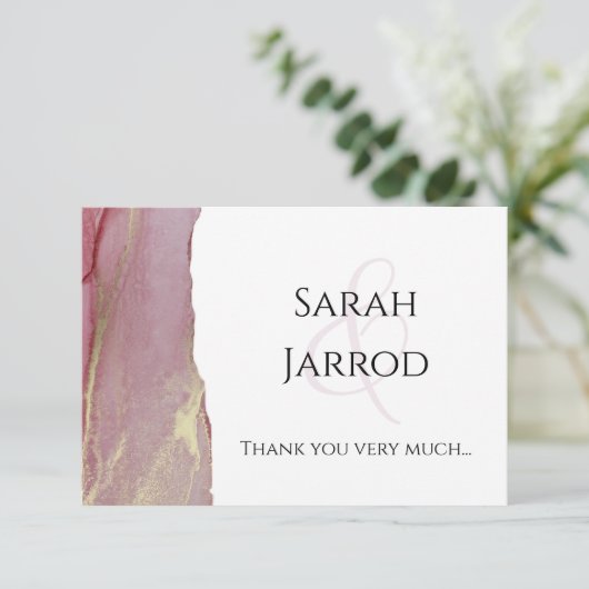 ダスティピンク結婚フォトサンキューカード サンキューカード (スタンド正面)