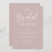 ダスティピンク赤面モダンブライダルシャワー 招待状 (正面/裏面)