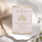 ダスティピンク金ゴールドティアラプリンセスキンセアニラ 招待状