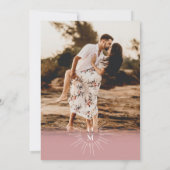 ダスティピンク70年代のミッドセンチュリー70年代モノグラム結婚写真 招待状 (裏面)