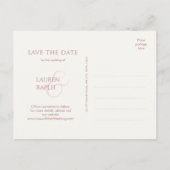 ダスティピンク&アイボリースクリプト結婚式の日付を保存 案内ポストカード (裏面)