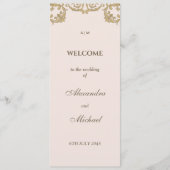 ダスティピンク オルネート ヴィンテージ バロック ウェディングプログラム プログラム (正面)