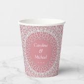 ダスティピンク カスタマイズ可能 ウェディングレース 紙コップ (正面)