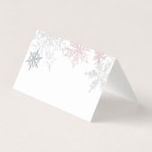 ダスティピンク&シルバー雪結婚片の座席表 名刺 (裏面)