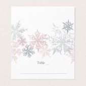 ダスティピンク&シルバー雪結婚片の座席表 名刺 (外部フラット)