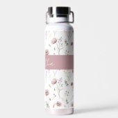 ダスティピンク セージグリーン 水彩の野の花  ウォーターボトル (背面)