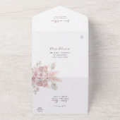 ダスティピンク フローラル ウェディング オールインワン 招待状 (外側)