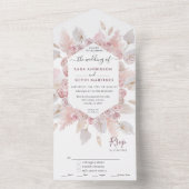 ダスティピンク フローラル ウェディング オールインワン 招待状 (内側)