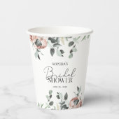 ダスティピンク ブラッシュ フラワーのユーカリ ブライダルシャワー 紙コップ (裏面)