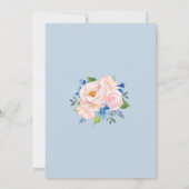 ダスティピンク ブルー 水彩 花 ゴールド 結婚式 招待状 (裏面)