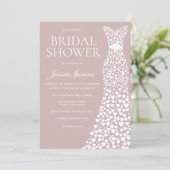 ダスティピンク&ホワイトドレスブライダルシャワー 招待状 (スタンド正面)