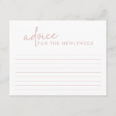 ダスティピンク&ホワイトミニマルブライダルシャワーアドバイス エンクロージャーカード (正面)