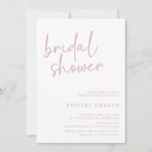 ダスティピンク＆ホワイト ミニマル スクリプト ブライズシャワー 招待状 (正面)