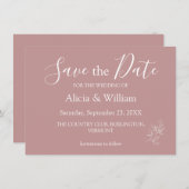 ダスティピンク ミニマルウェディング セーブザデート (正面/裏面)