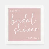 ダスティピンク ミニマル スクリプト ブライダル シャワー スタンダードランチョンナプキン (正面)