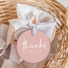 ダスティピンク ミニマル スクリプト ブライダル シャワー フェイバータグ