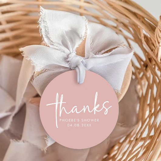 ダスティピンク ミニマル スクリプト ブライダル シャワー フェイバータグ