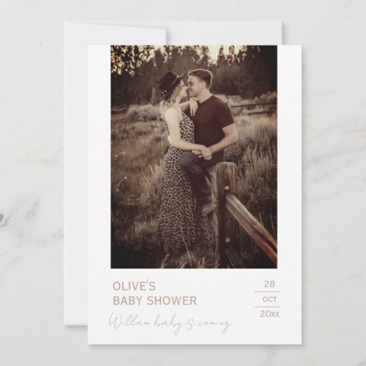 ダスティピンク ミニマル ラスティック 女の子のお知らせ 招待状 (裏面)