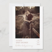 ダスティピンク ミニマル ラスティック 女の子 誕生のお知らせ 招待状 (裏面)