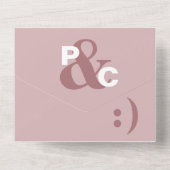 ダスティピンク モダン タイポグラフィ 大きなシンボル 結婚式 オールインワン招待状 (裏面)