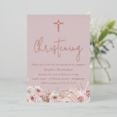 ダスティピンク モーブ ベビーガール 命名式 ローズゴールド 箔招待状 (立ち正面)