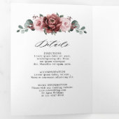 ダスティピンク モーブ ローズ フローラル ジオメトリック ウェディング 三つ折り案内状 (内部最初)