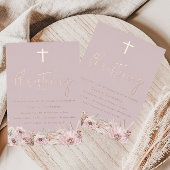 ダスティピンク モーブ 赤ちゃん女の子 命名式 ローズゴールド 箔招待状