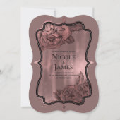 ダスティピンク ローズゴールド エレガント グラム フラワー ウェディング 招待状 (正面)