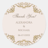 ダスティピンク ヴィクトリアン ロココ ウェディング サンクス ラウンドシール (正面)