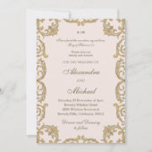 ダスティピンク ヴィンテージ聖書の一節 クリスチャン ウェディング   招待状 (正面)