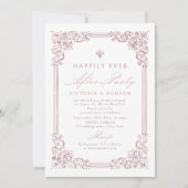 ダスティピンク ヴィンテージ フレーム ハッピーエバーアフター パーティ 招待状 (正面)