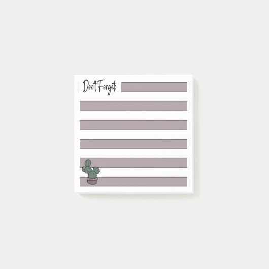 ダスティピンク |罫線|Lined | 植木鉢サボテン - ポストイット (正面)