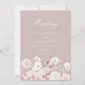 ダスティピンク&赤面ガーデンフローラ結婚ズ 招待状 (正面)