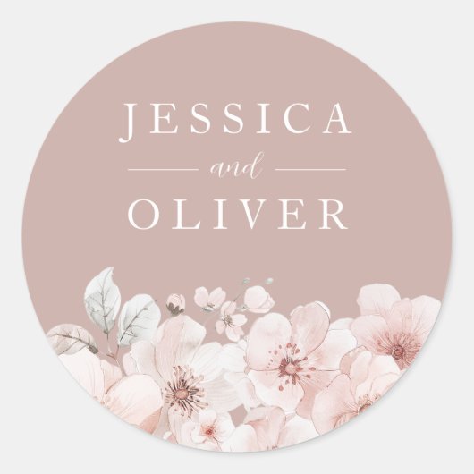 ダスティピンク&赤面フローラオールシーズ結婚ンズ ラウンドシール (正面)